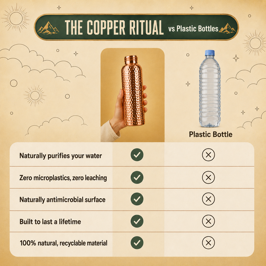 Hand-Hammered Pure Copper Bottle