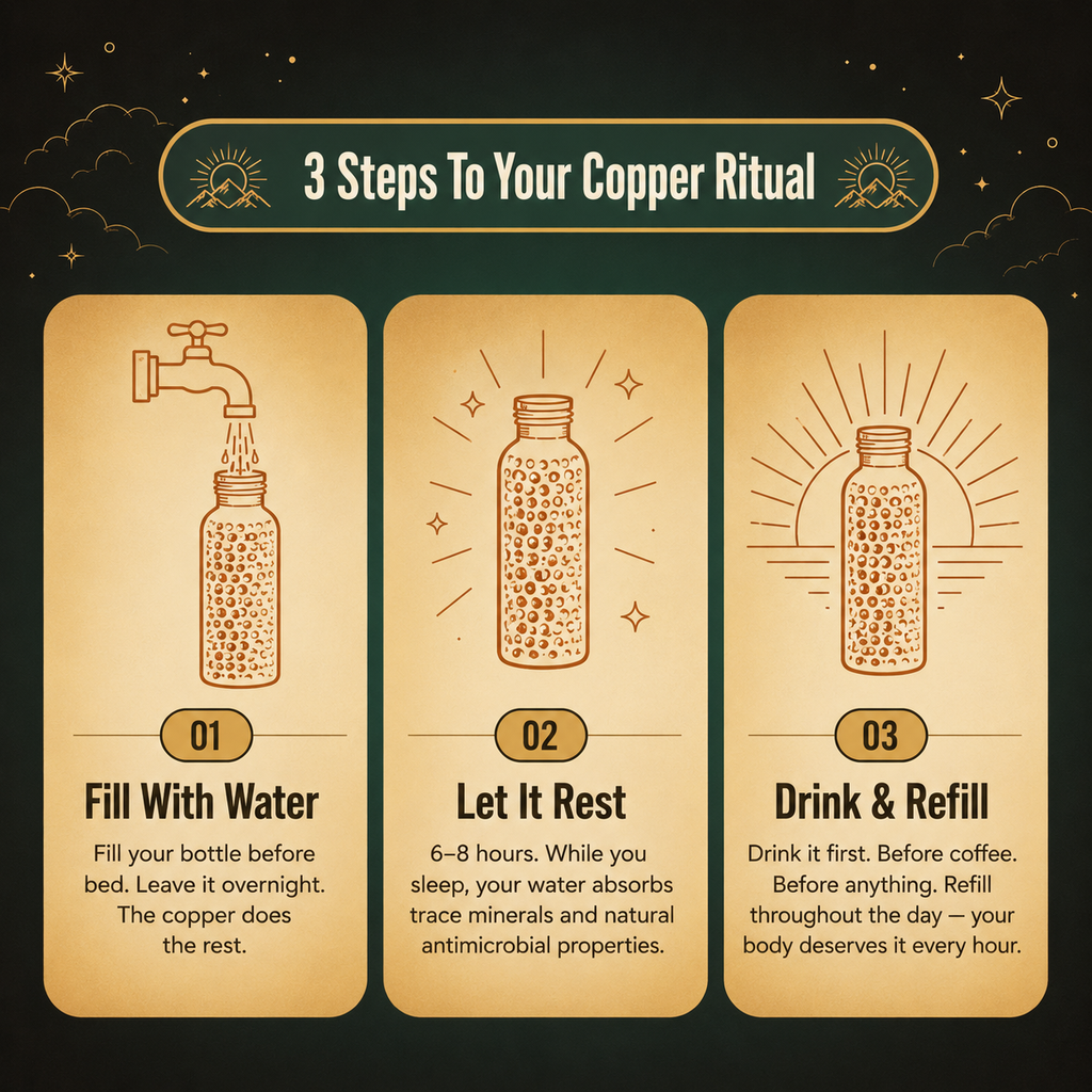 Hand-Hammered Pure Copper Bottle