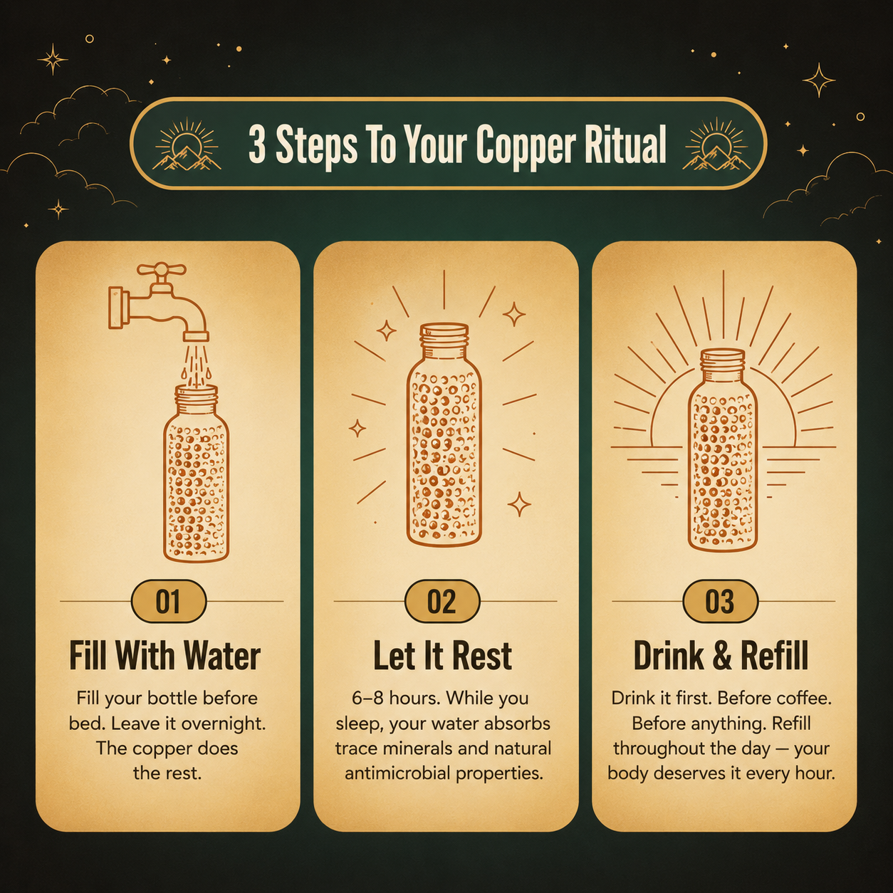 Hand-Hammered Pure Copper Bottle